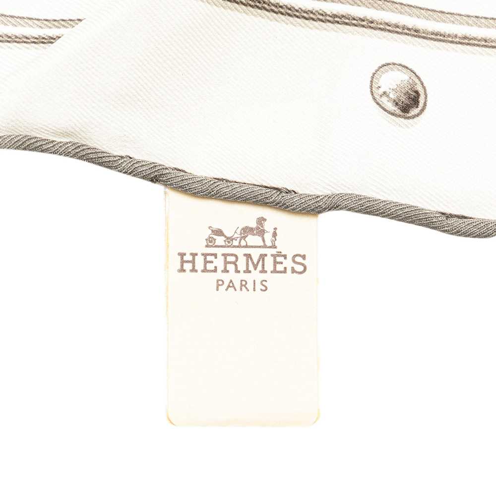 White Hermès Vif Argent Silk Triangle Scarf Scarv… - image 2