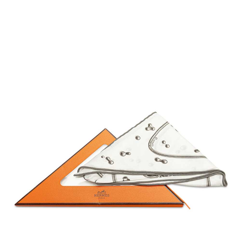 White Hermès Vif Argent Silk Triangle Scarf Scarv… - image 6