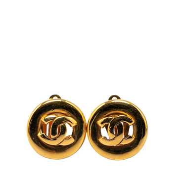 Gold Chanel Gold Plated CC Clip On Earrings - image 1