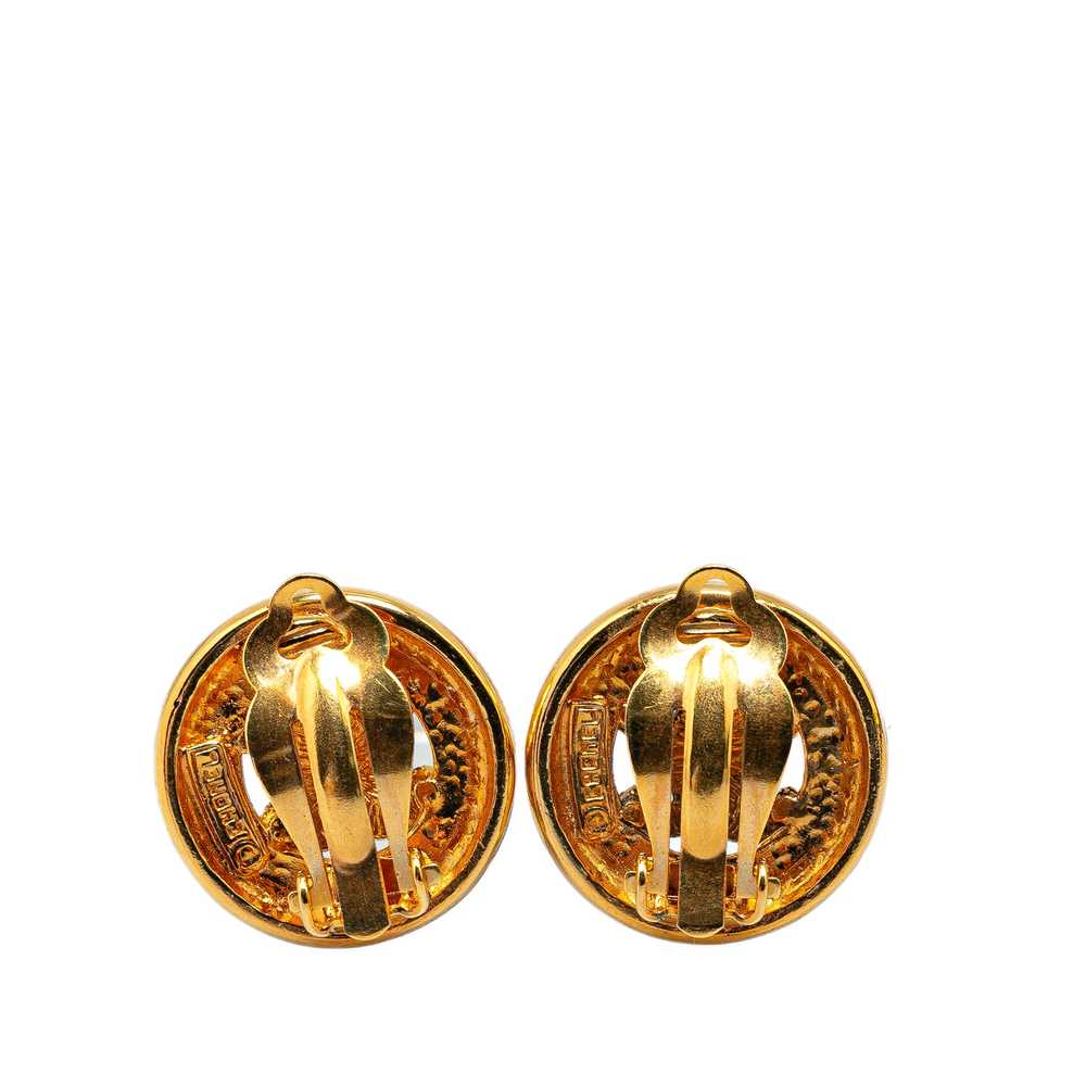 Gold Chanel Gold Plated CC Clip On Earrings - image 2