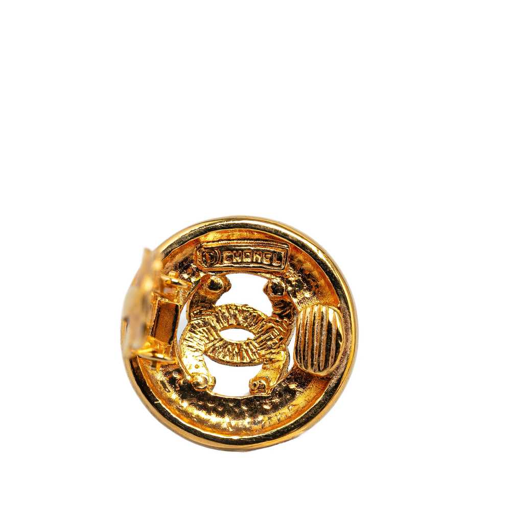 Gold Chanel Gold Plated CC Clip On Earrings - image 3