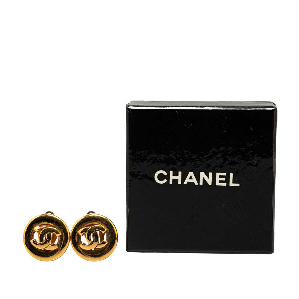 Gold Chanel Gold Plated CC Clip On Earrings - image 4