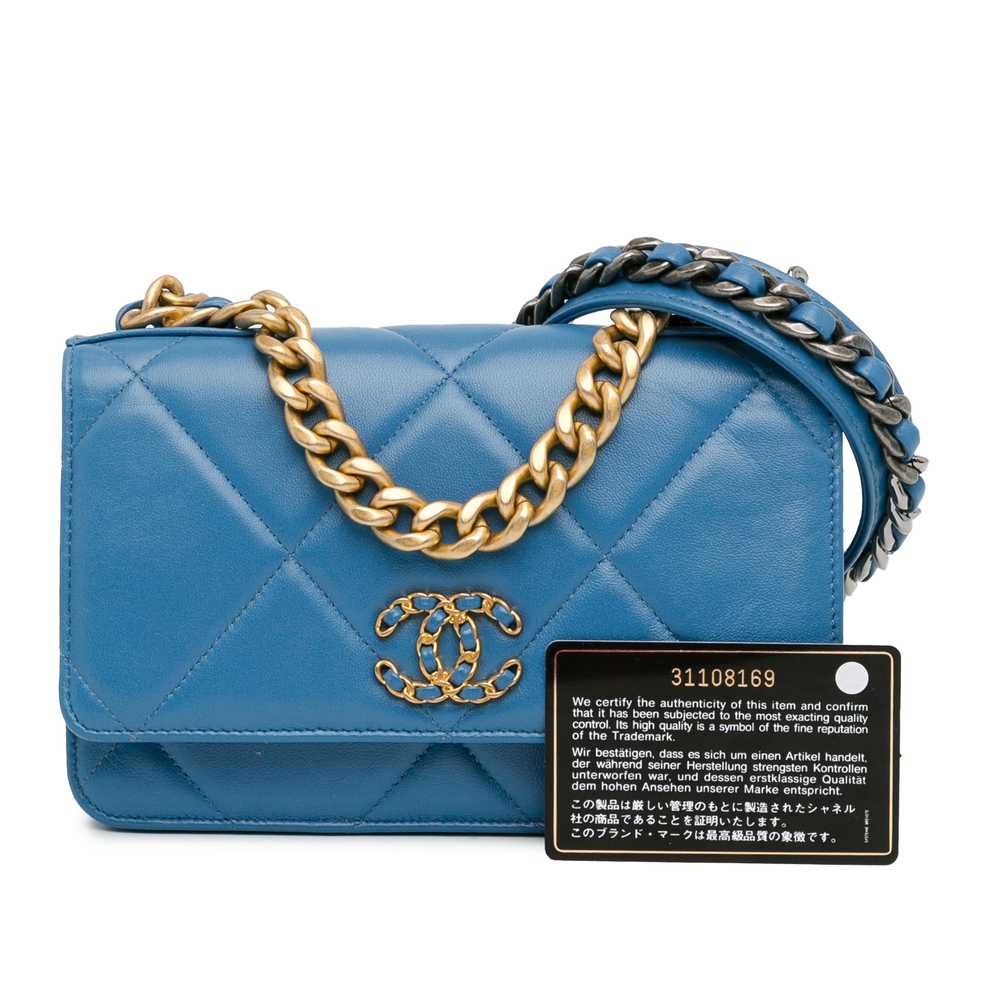 Blue Chanel Quilted Lambskin 19 Wallet on Chain S… - image 12