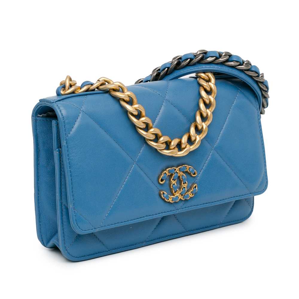 Blue Chanel Quilted Lambskin 19 Wallet on Chain S… - image 2