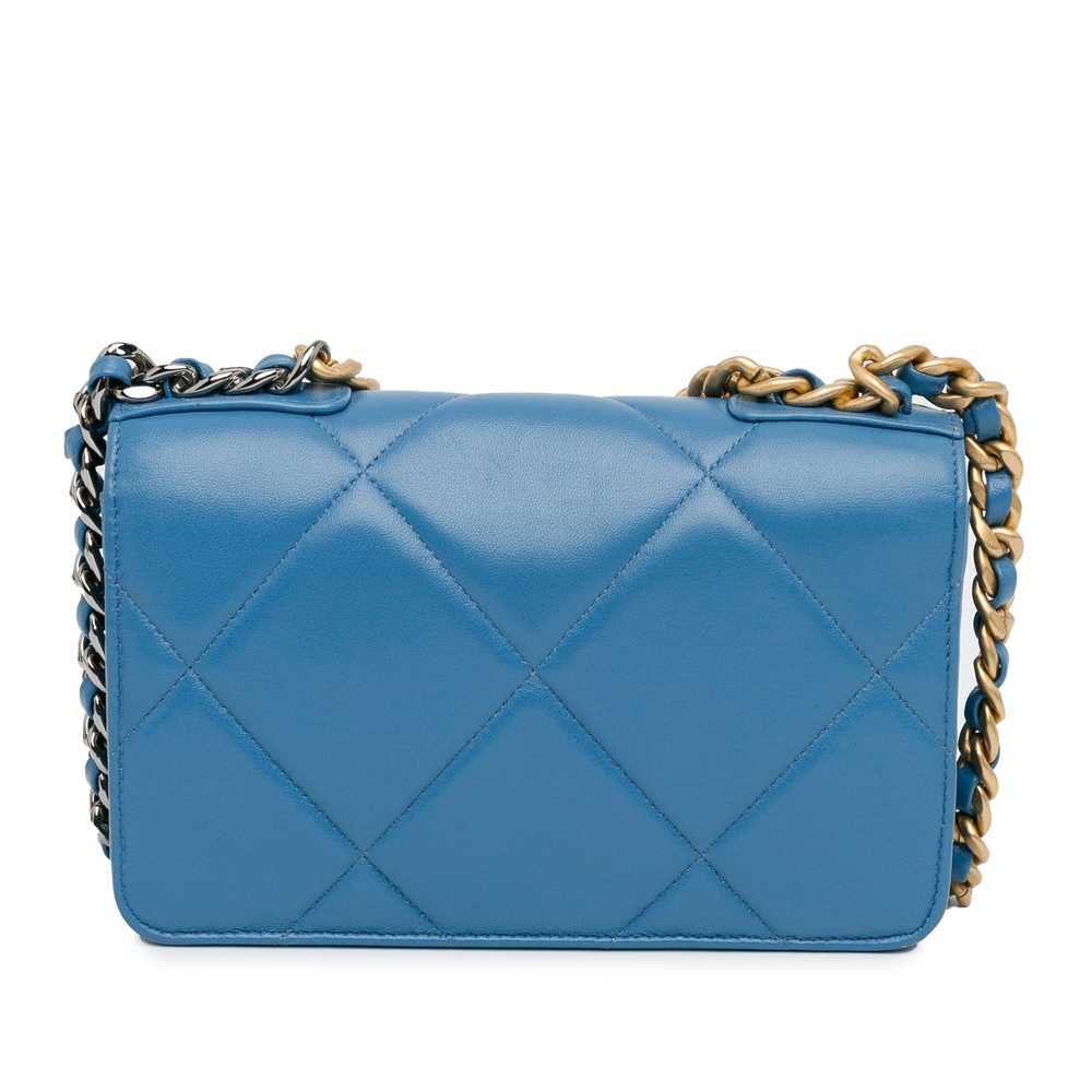 Blue Chanel Quilted Lambskin 19 Wallet on Chain S… - image 3