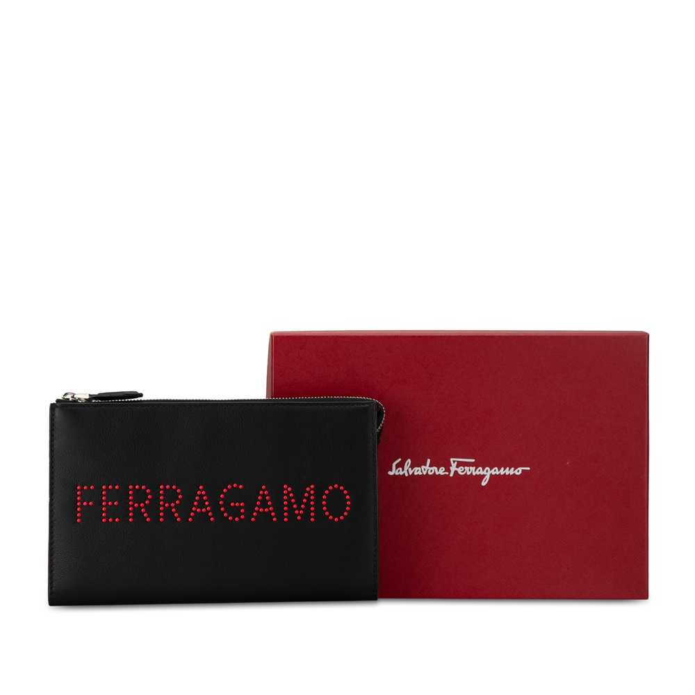 Black Ferragamo Leather Logo Clutch - image 11