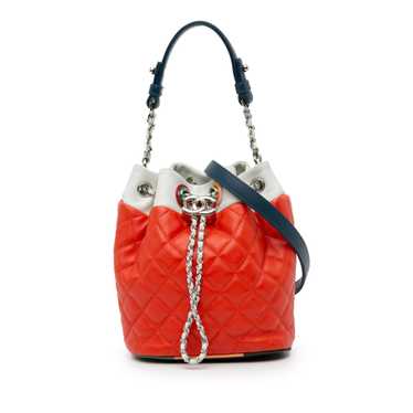 Red Chanel CC Quilted Lambskin Cuba Drawstring Bu… - image 1