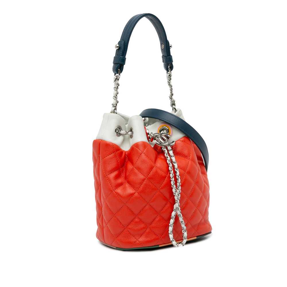 Red Chanel CC Quilted Lambskin Cuba Drawstring Bu… - image 2