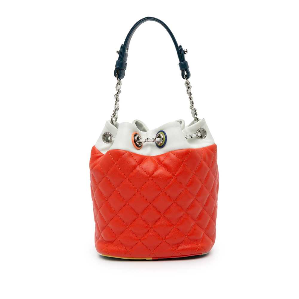 Red Chanel CC Quilted Lambskin Cuba Drawstring Bu… - image 3