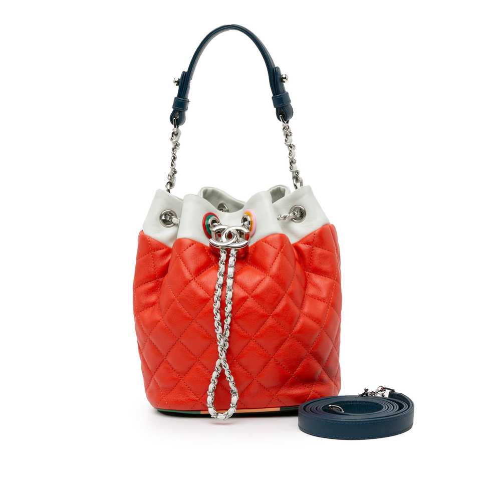 Red Chanel CC Quilted Lambskin Cuba Drawstring Bu… - image 9