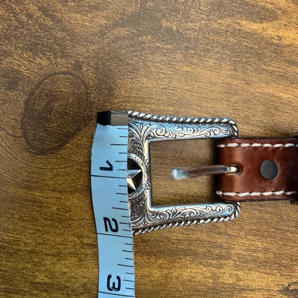 Vintage Justin leather western belt size 32 brown - image 7