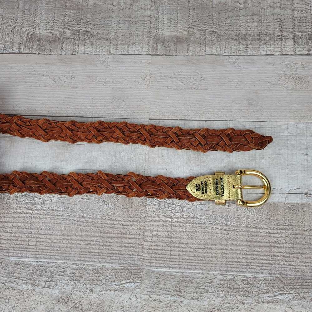 Womens Belt Size SM 34" Braided Leather Gold Meta… - image 8