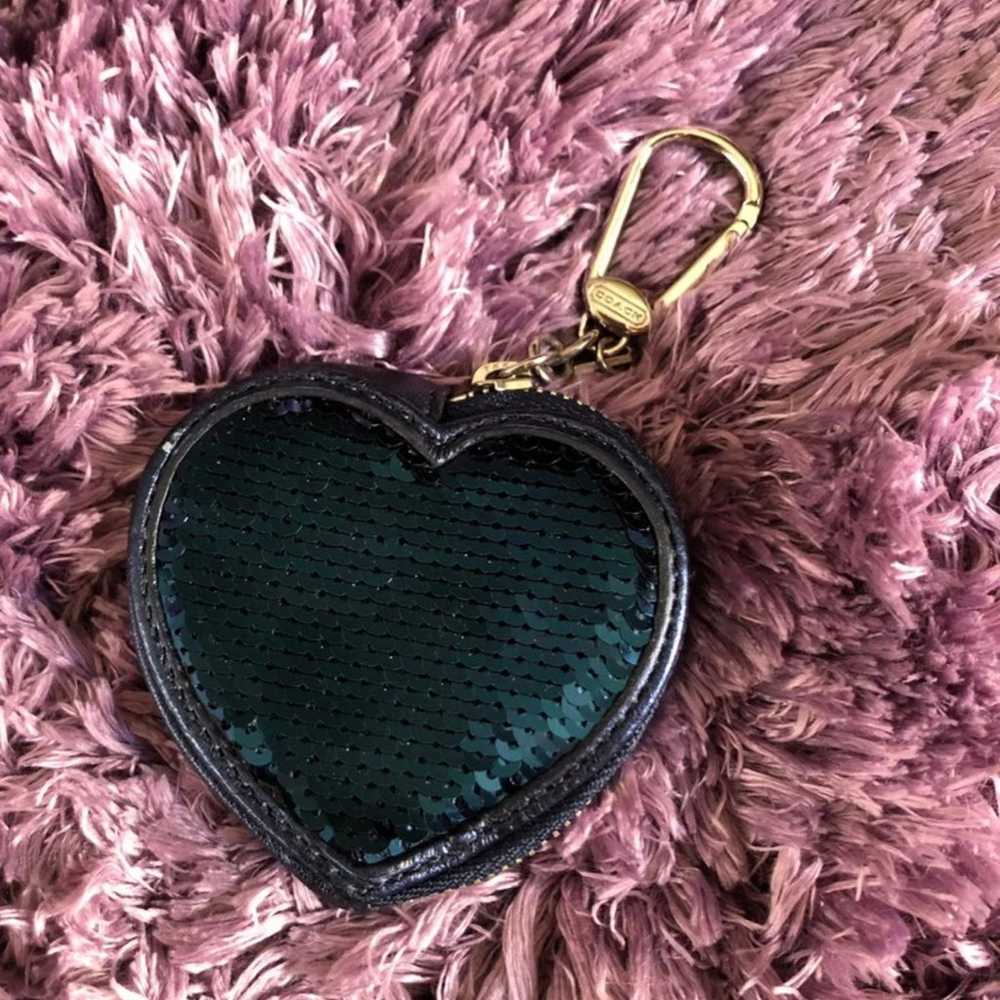 Coach Blue Sequin Heart Coin Purse - image 1