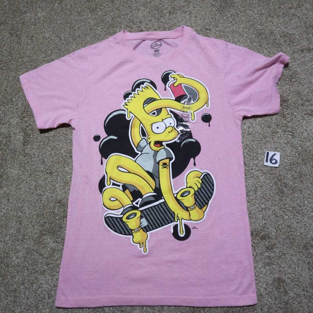 Vintage *NEW* The Simpsons Pink Bart Short Sleeve… - image 2