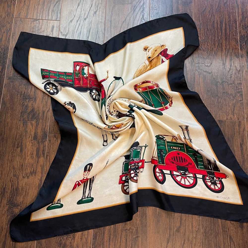 Vintage Echo 100% Silk Scarf Holiday Toys - image 12