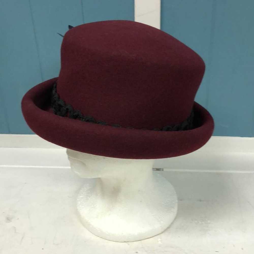 Vintage Charter Club 100% wool burgundy hat with … - image 5