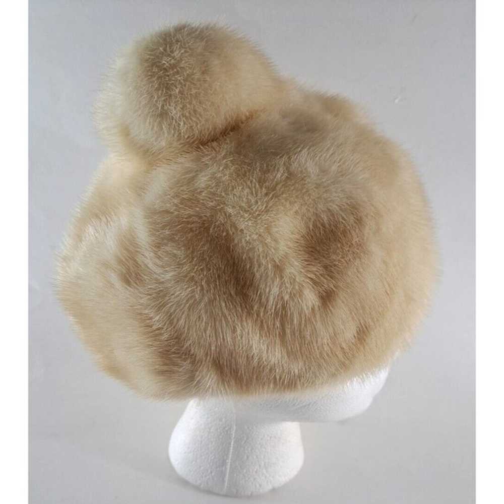 Vintage Women's Fur Hat Ivory Winter Adolfo Reali… - image 4