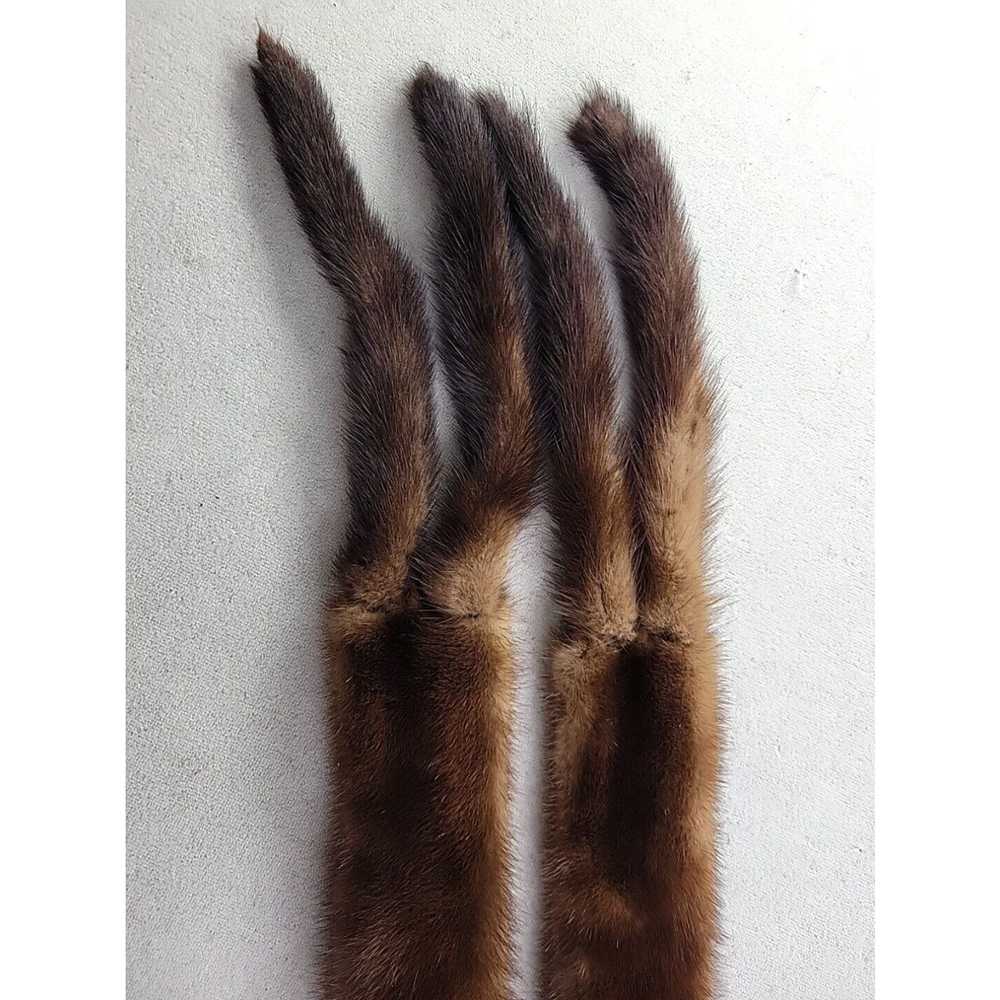 Vintage Skinny Real Mink Fur Scarf Stole Tassels … - image 2