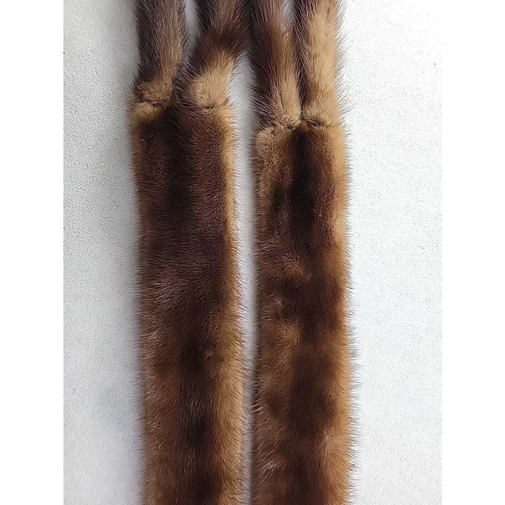 Vintage Skinny Real Mink Fur Scarf Stole Tassels … - image 3