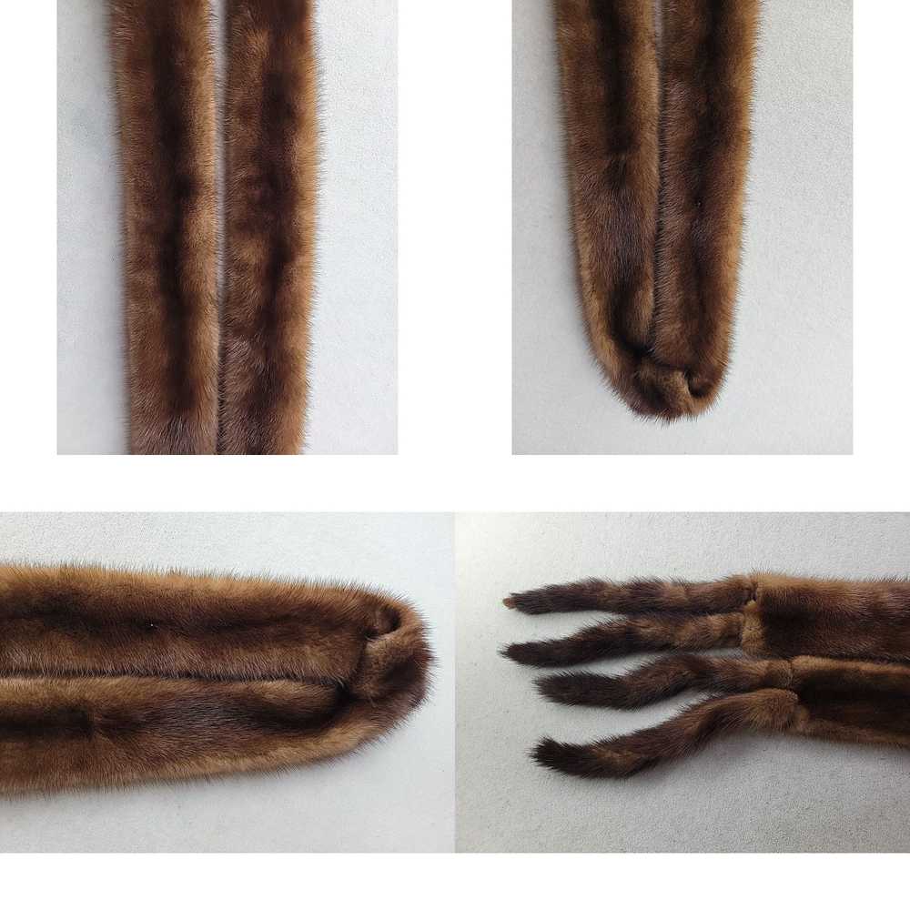 Vintage Skinny Real Mink Fur Scarf Stole Tassels … - image 4