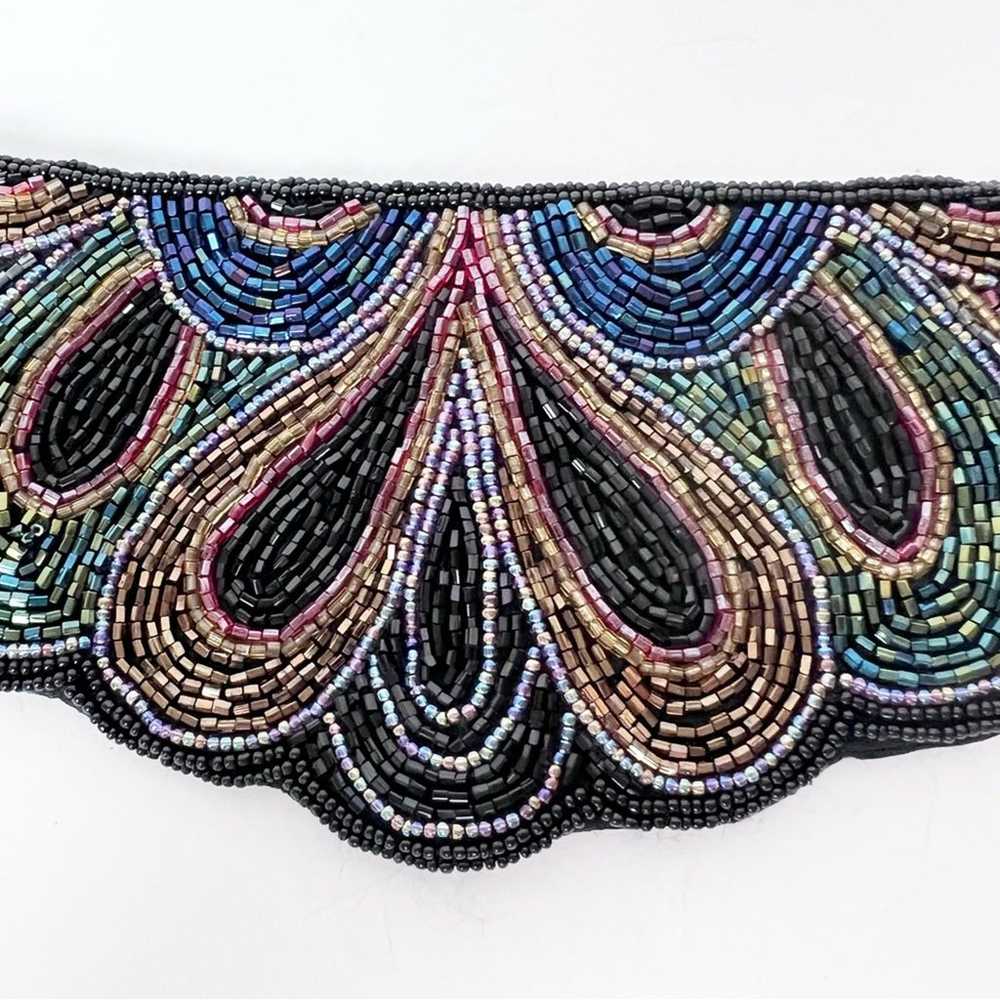 Vintage Black Beaded Scalloped Evening Belt Women… - image 2