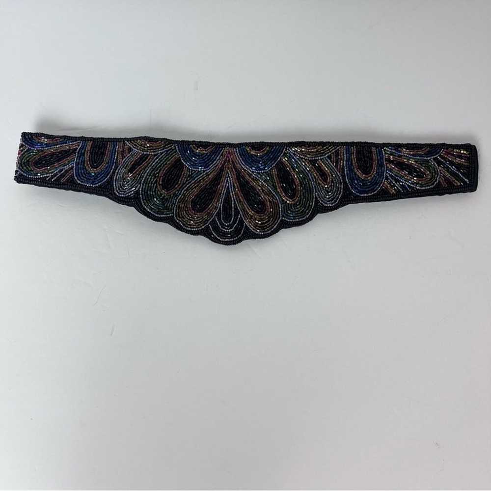 Vintage Black Beaded Scalloped Evening Belt Women… - image 5