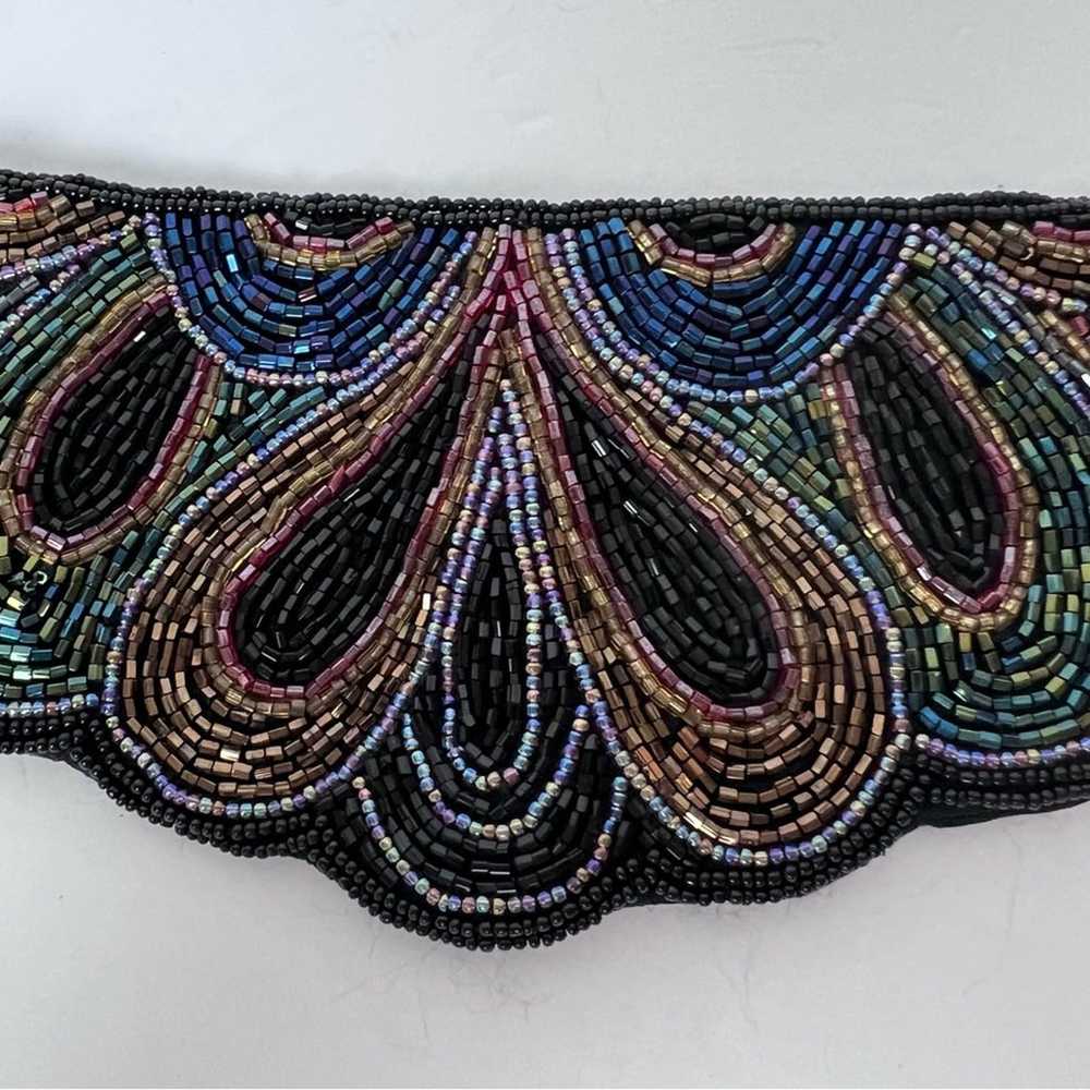 Vintage Black Beaded Scalloped Evening Belt Women… - image 8