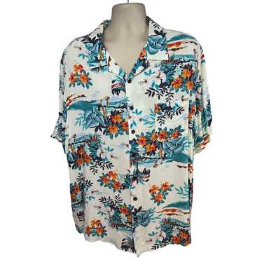 Vintage Mens Vintage Hawaiian Aloha Floral Parrot… - image 1