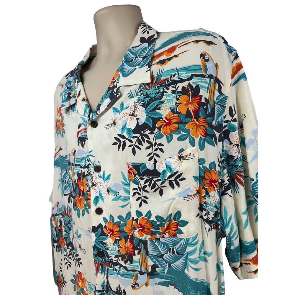 Vintage Mens Vintage Hawaiian Aloha Floral Parrot… - image 4