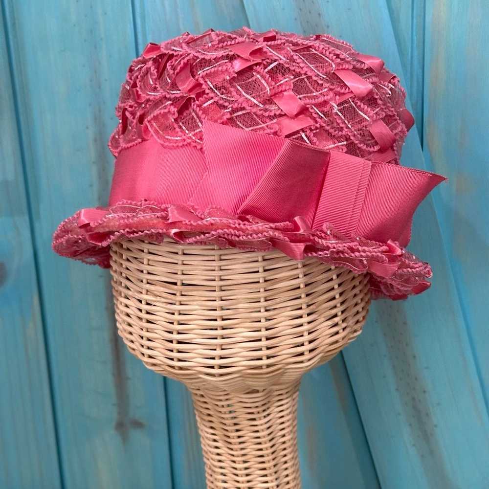 Vintage 1950's Ladies’ Pink Dressy Ribbon Bucket … - image 1