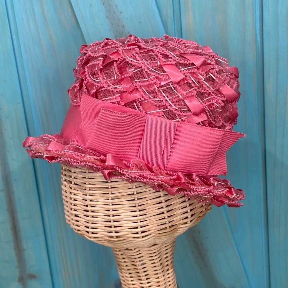 Vintage 1950's Ladies’ Pink Dressy Ribbon Bucket … - image 4