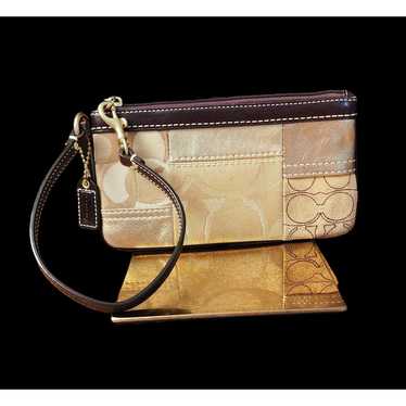 Vintage Coach Patchwork Gold Signature C Suede Wr… - image 1