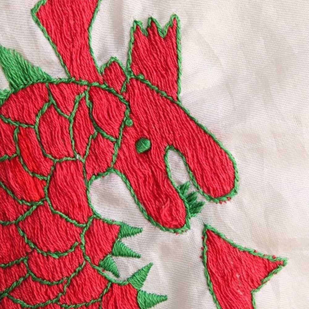 Vintage 1950s Silk Scarf, Philippines Dragon Embr… - image 9