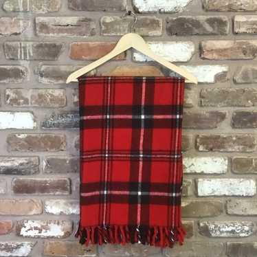 FARIBO Vintage 100% Acrylic Red Black White Plaid… - image 1