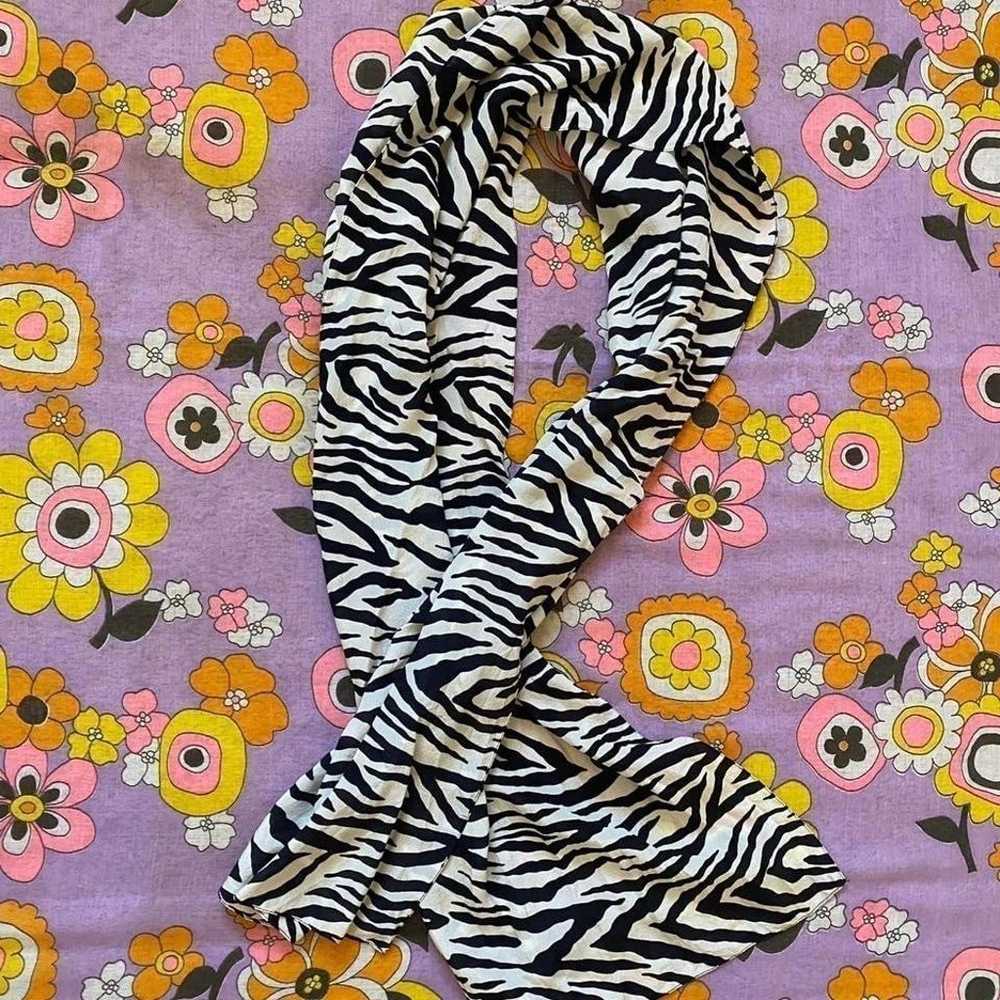 Vintage 1980s Zebra Silk Long Scarf Rock n Roll - image 1