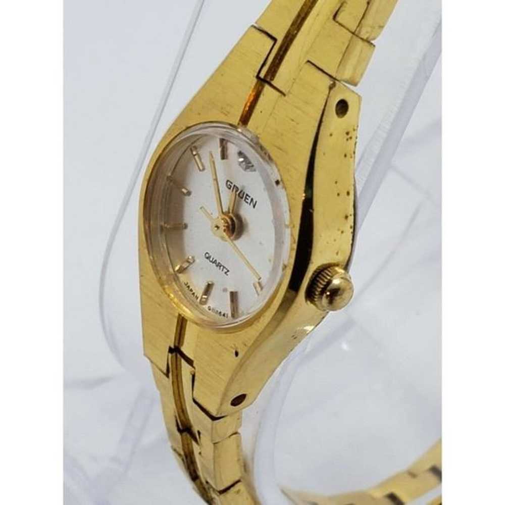 Vintage Women's Small Gruen Gold Watch - image 4