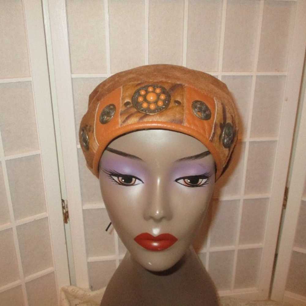 vintage hand crafted suede/leather Hat - image 2