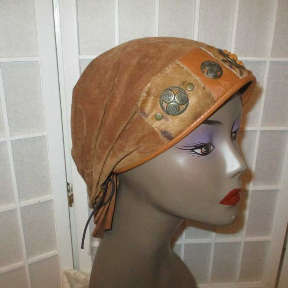 vintage hand crafted suede/leather Hat - image 3