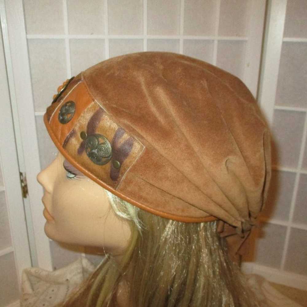 vintage hand crafted suede/leather Hat - image 7