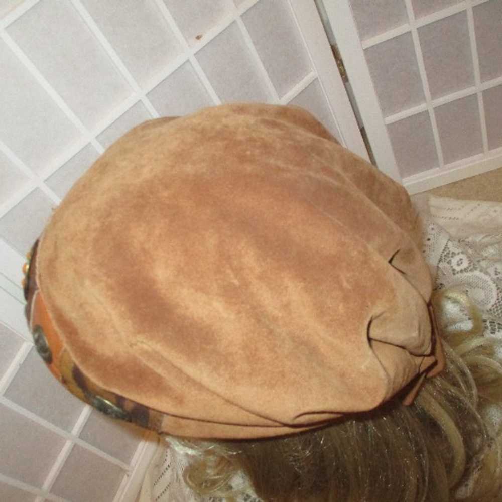 vintage hand crafted suede/leather Hat - image 8