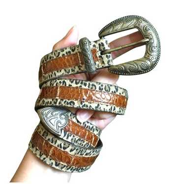 VTG suede leopard print belt - image 1