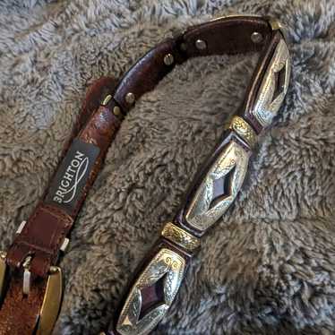 Vintage BRIGHTON Western Conchos Silver &  Leather