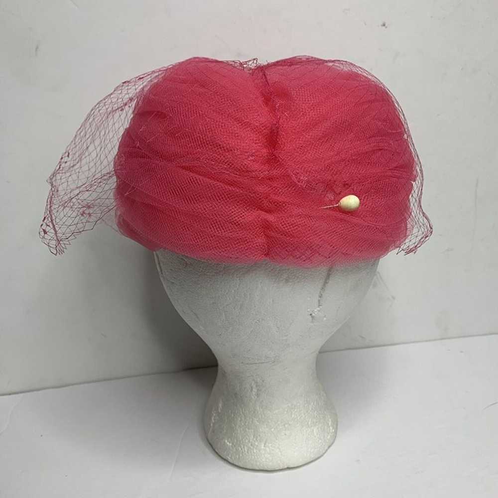 Vintage Loffell Hot Pink Tulle With Mesh Ladies H… - image 4