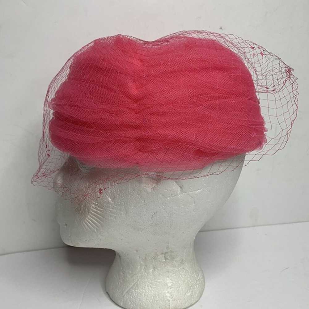 Vintage Loffell Hot Pink Tulle With Mesh Ladies H… - image 5