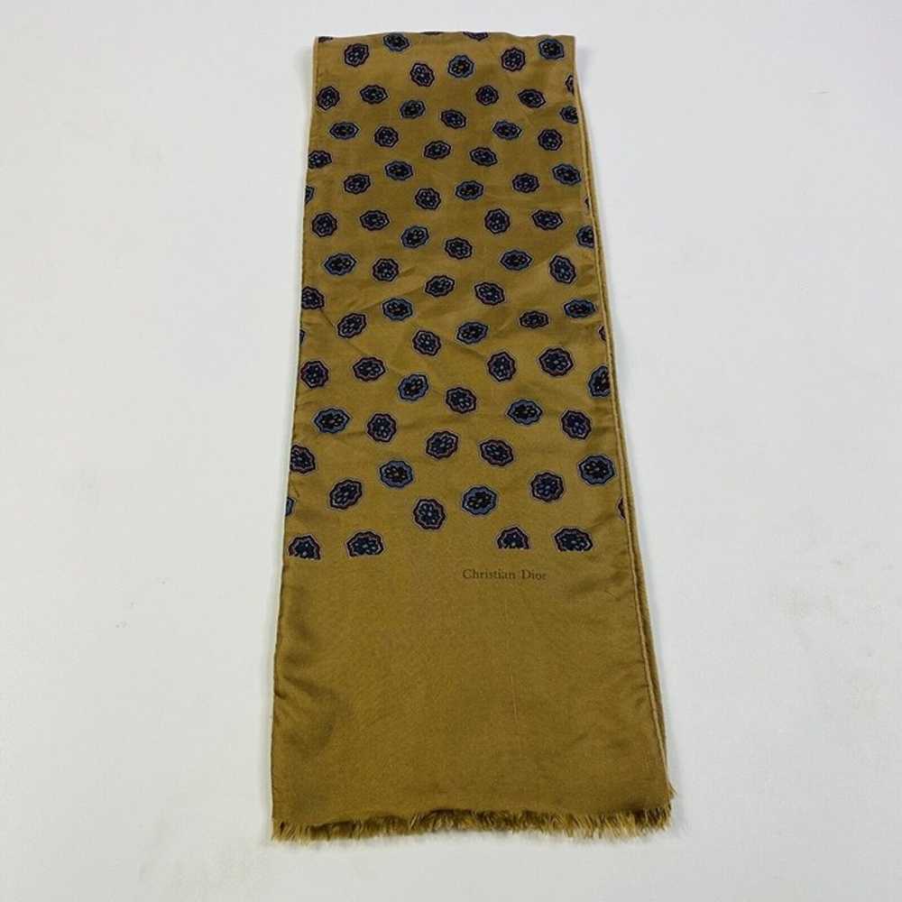 VTG Christian Dior Brown Silk Wool Reversible Sca… - image 2