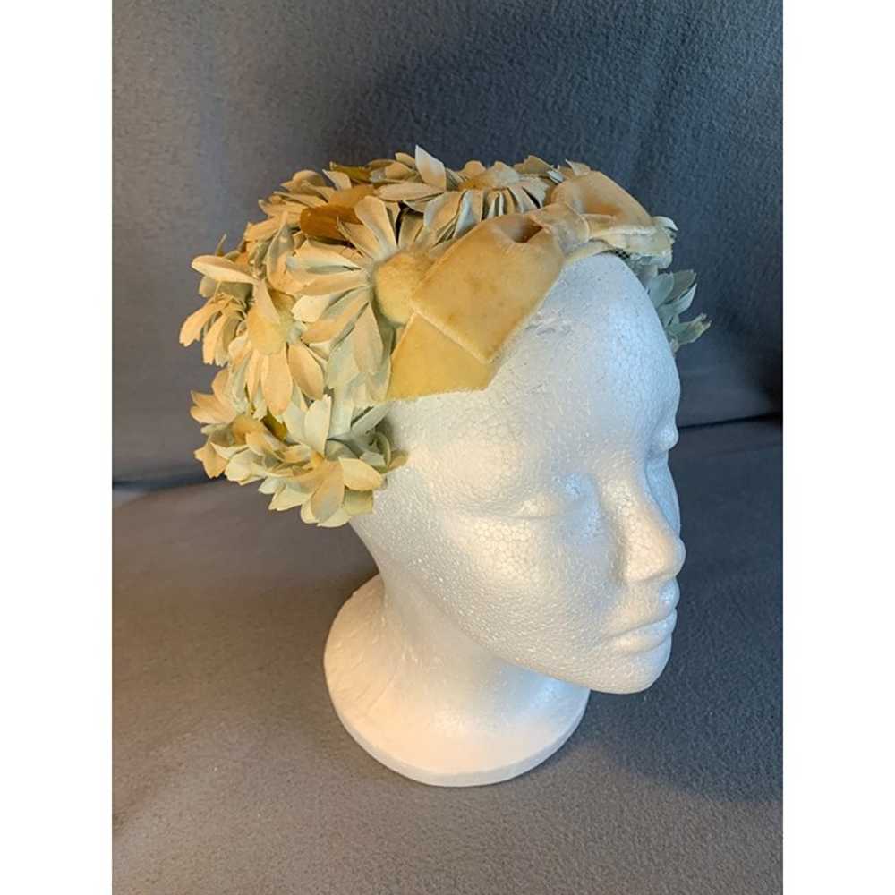 Ladies Daisy Flower Hat with Velvet Bow and Trim … - image 2