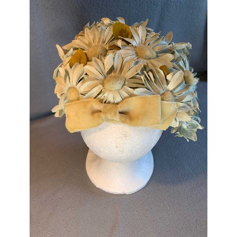 Ladies Daisy Flower Hat with Velvet Bow and Trim … - image 4