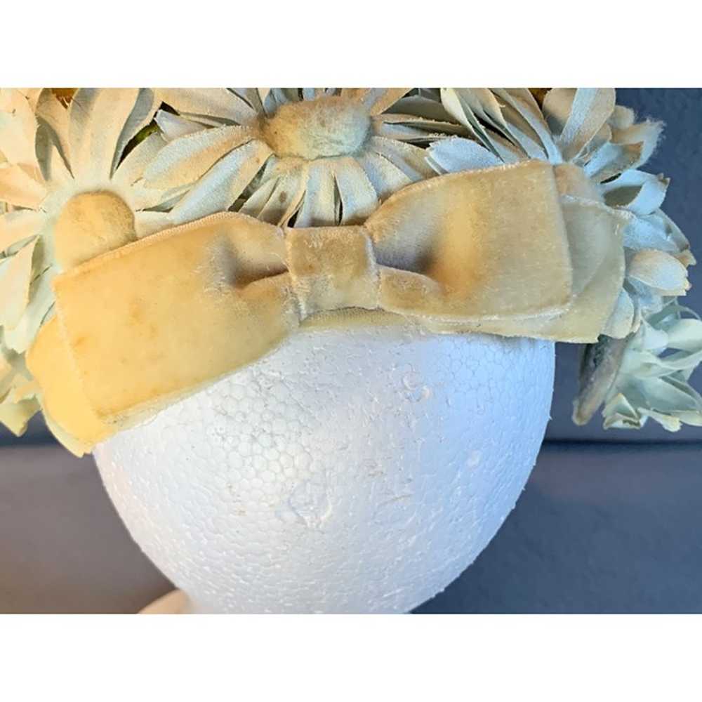 Ladies Daisy Flower Hat with Velvet Bow and Trim … - image 6