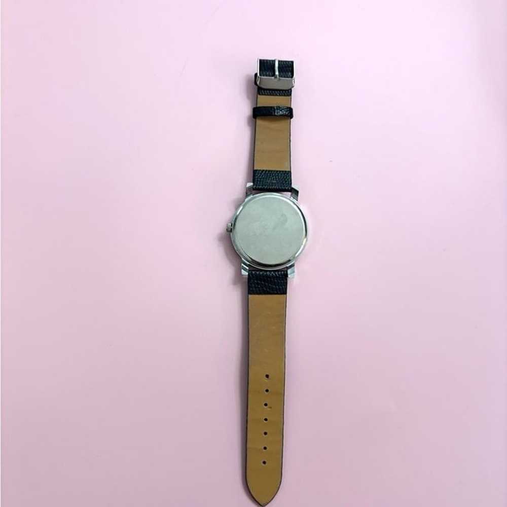 Vintage Black Leather Watch w/ Studded Hours - image 3