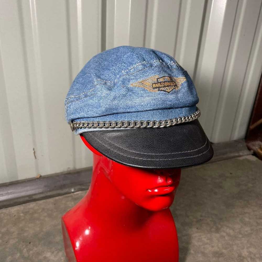 Harley davidson biker blues denim hat - image 1